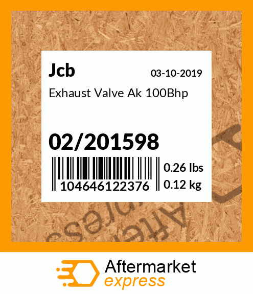 Exhaust Valve Ak 100Bhp 02/201598