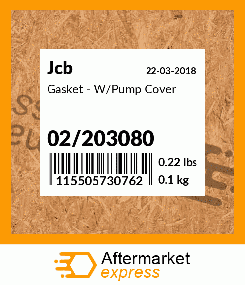 Gasket - W/Pump Cover 02/203080