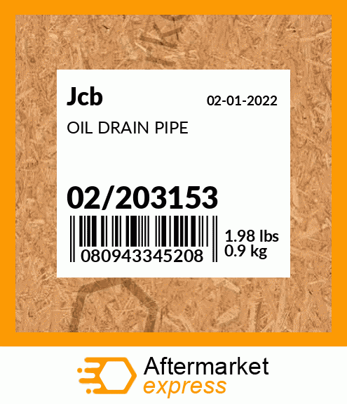 OIL DRAIN PIPE 02/203153