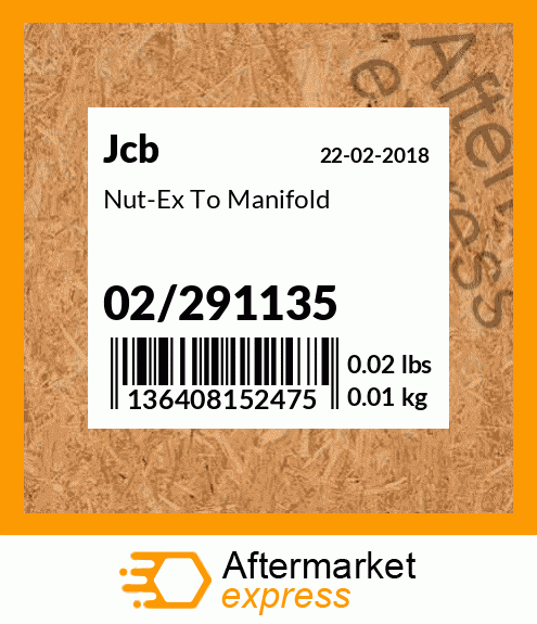 Nut-Ex To Manifold 02/291135