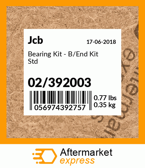 Bearing Kit - B/End Kit Std 02/392003