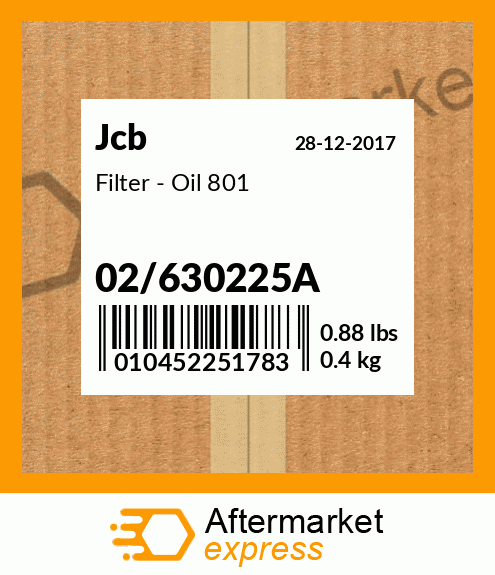 Filter - Oil 801 02/630225A