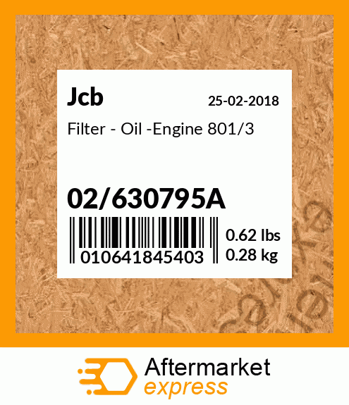 Filter - Oil -Engine 801/3 02/630795A