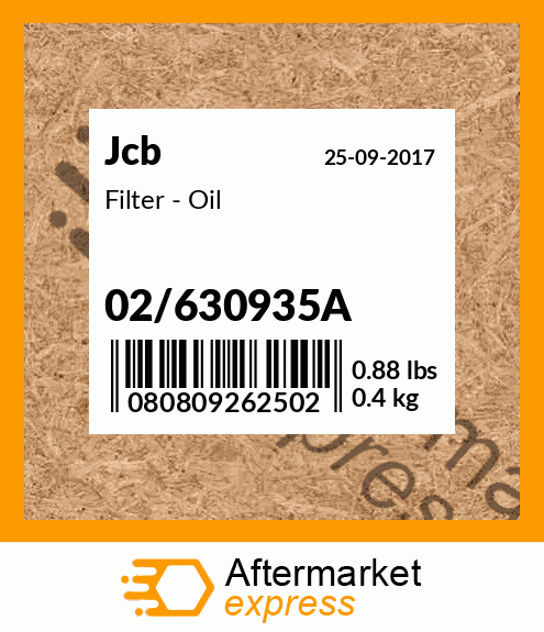 Filter - Oil 02/630935A