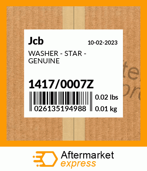 WASHER - STAR - GENUINE 1417/0007Z