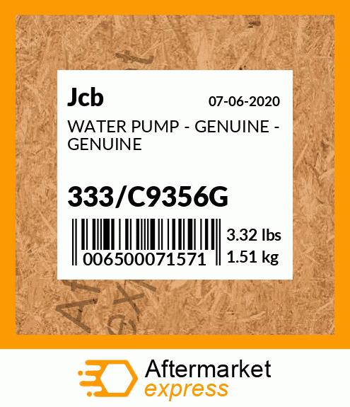 WATER PUMP - GENUINE - GENUINE 333/C9356G