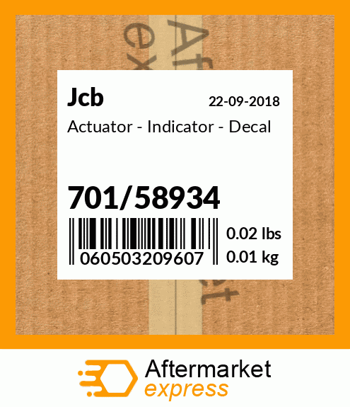 Actuator - Indicator - Decal 701/58934