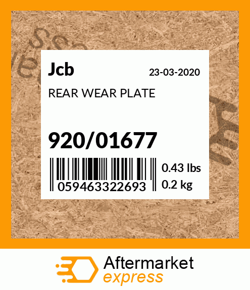 REAR WEAR PLATE 920/01677