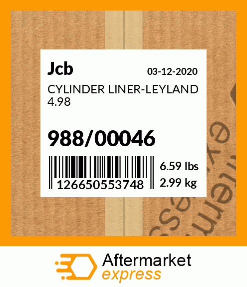CYLINDER LINER-LEYLAND 4.98 988/00046