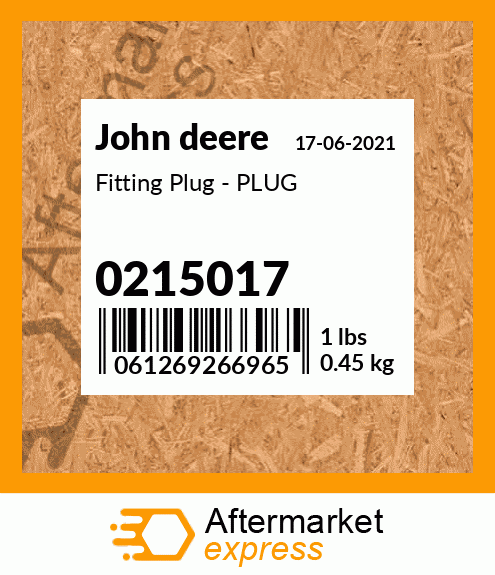Fitting Plug - PLUG 0215017