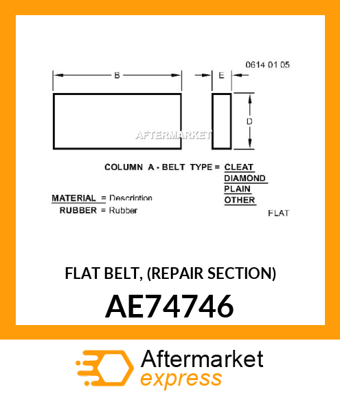 FLAT BELT, (REPAIR SECTION) AE74746
