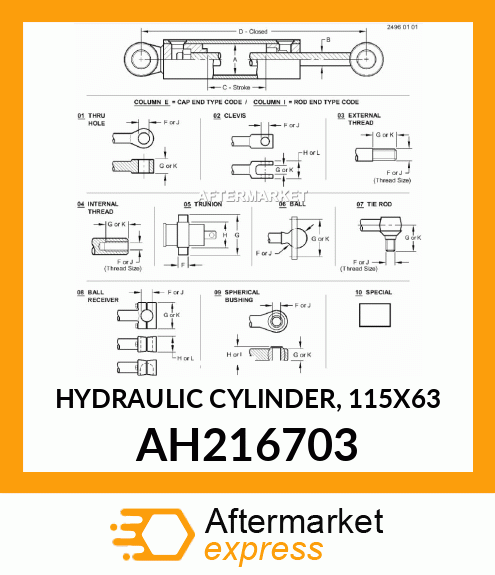 HYDRAULIC CYLINDER, 115X63 AH216703