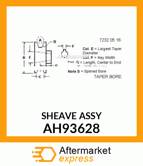 SHEAVE ASSY AH93628