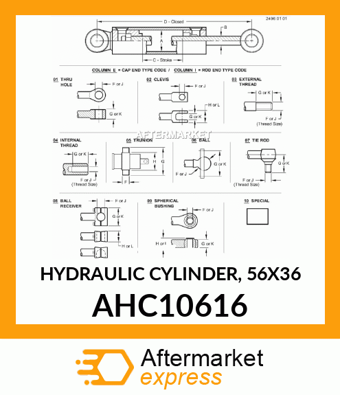 HYDRAULIC CYLINDER, 56X36 AHC10616