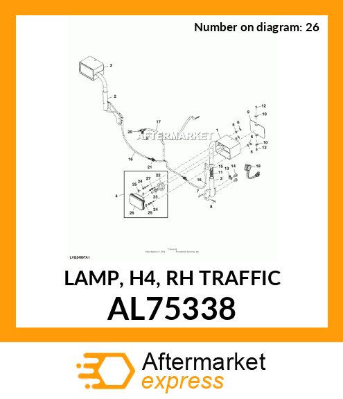 LAMP, H4, RH TRAFFIC AL75338