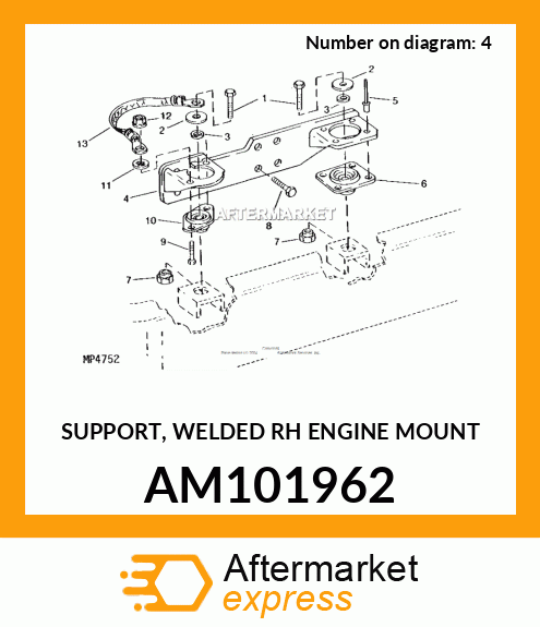 SUPPORT, WELDED RH ENGINE MOUNT AM101962