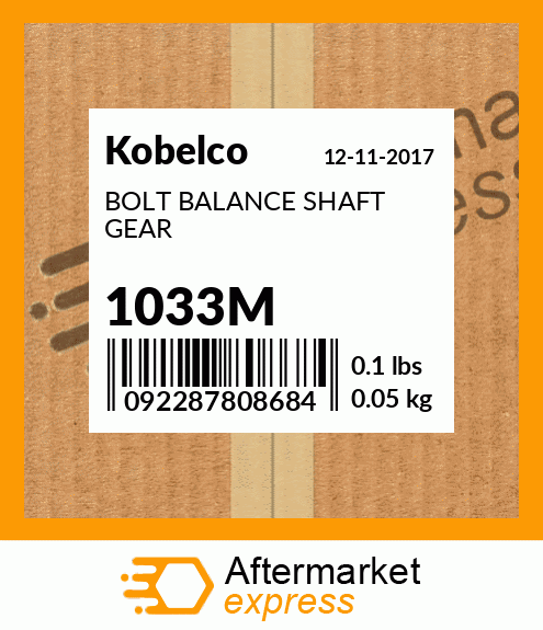 BOLT BALANCE SHAFT GEAR 1033M
