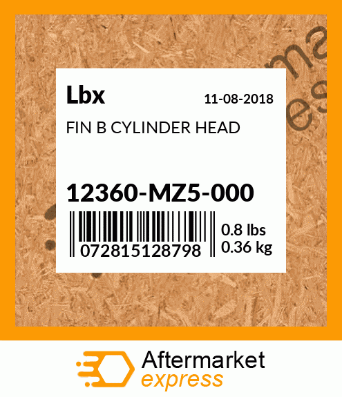 FIN B CYLINDER HEAD 12360-MZ5-000