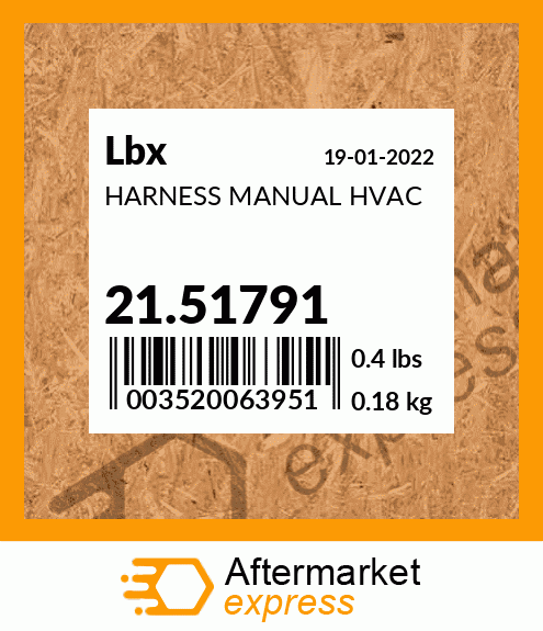 HARNESS MANUAL HVAC 21.51791