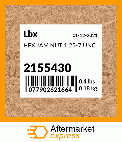 HEX JAM NUT 1.25-7 UNC 2155430