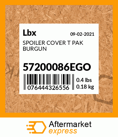 SPOILER COVER T PAK BURGUN 57200086EGO