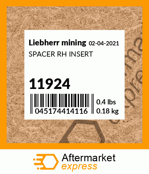 SPACER RH INSERT 11924