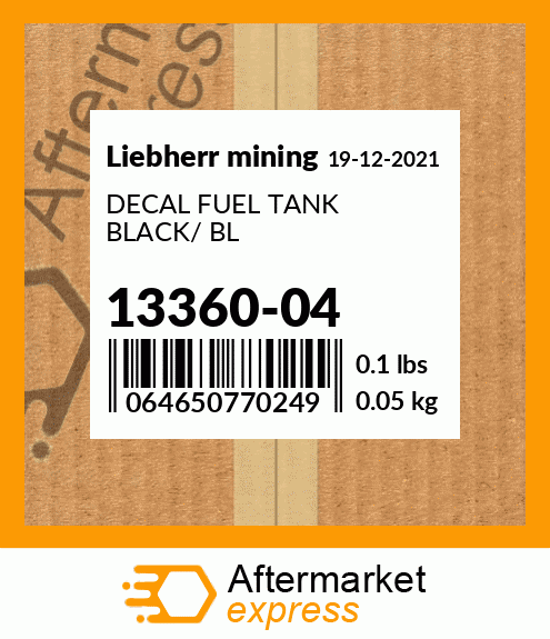 DECAL FUEL TANK BLACK/ BL 13360-04