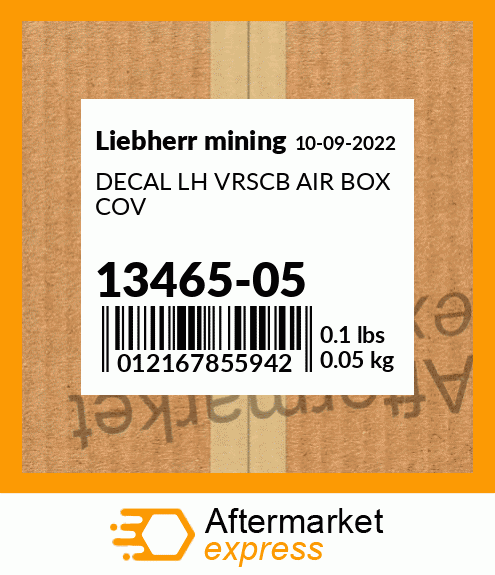 DECAL LH VRSCB AIR BOX COV 13465-05