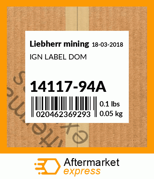 IGN LABEL DOM 14117-94A