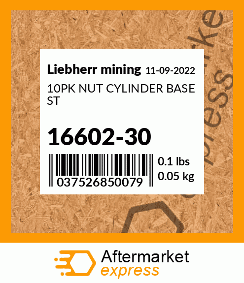 10PK NUT CYLINDER BASE ST 16602-30