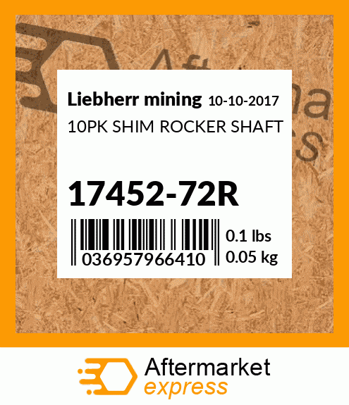 10PK SHIM ROCKER SHAFT 17452-72R