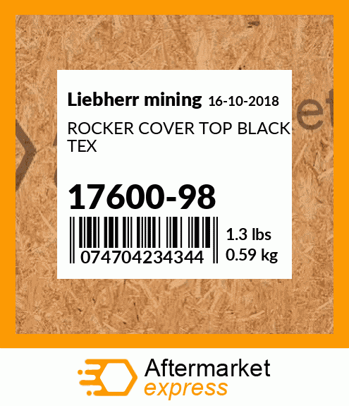 ROCKER COVER TOP BLACK TEX 17600-98