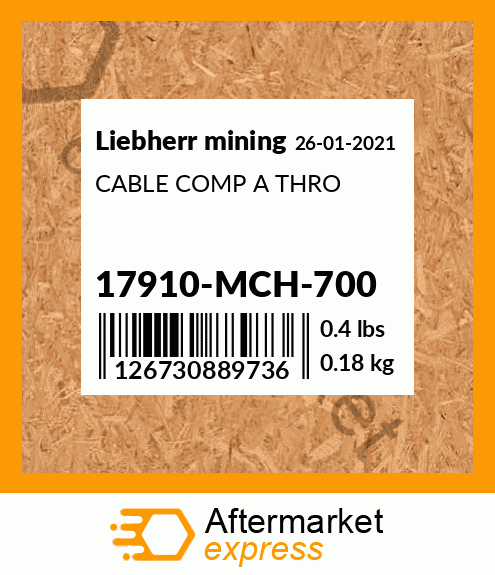 CABLE COMP A THRO 17910-MCH-700