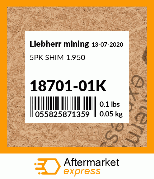 5PK SHIM 1.950 18701-01K