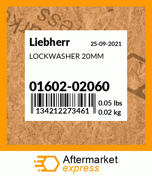 LOCKWASHER 20MM 01602-02060