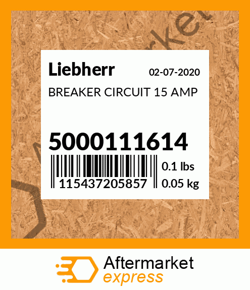 BREAKER CIRCUIT 15 AMP 5000111614