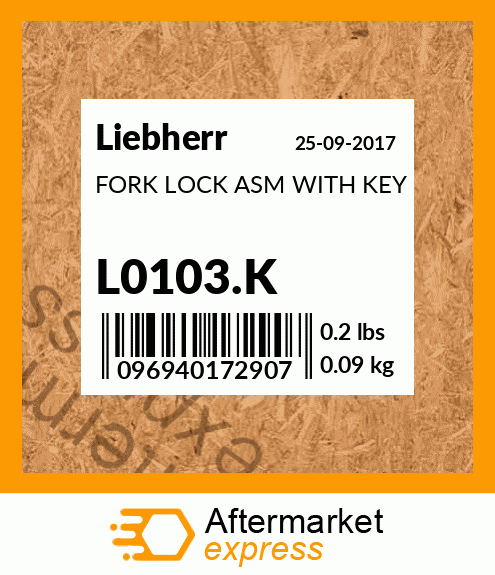 FORK LOCK ASM WITH KEY L0103.K