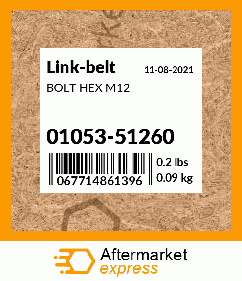 BOLT HEX M12 01053-51260