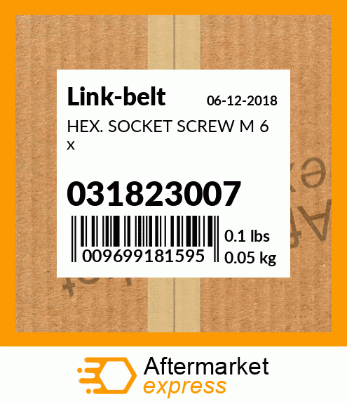 HEX. SOCKET SCREW M 6 x 031823007