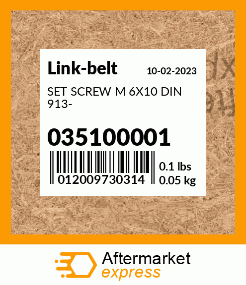 SET SCREW M 6X10 DIN 913- 035100001