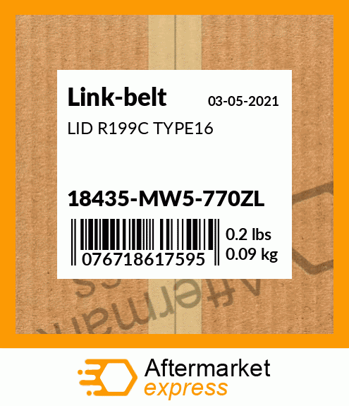 LID R199C TYPE16 18435-MW5-770ZL