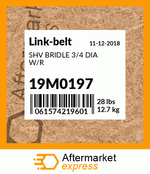 SHV BRIDLE 3/4 DIA W/R 19M0197