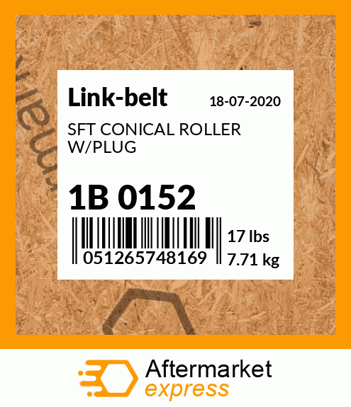 SFT CONICAL ROLLER W/PLUG 1B 0152