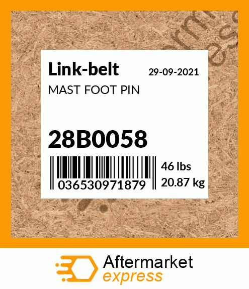 MAST FOOT PIN 28B0058