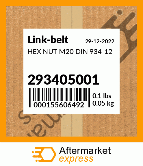 HEX NUT M20 DIN 934-12 293405001