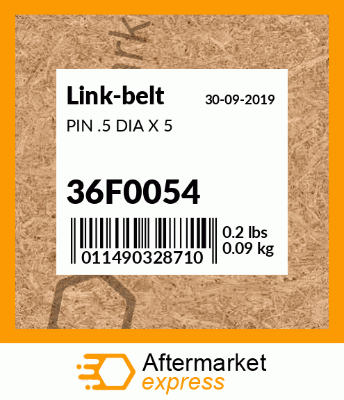 PIN .5 DIA X 5 36F0054