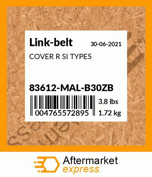 COVER R SI TYPE5 83612-MAL-B30ZB