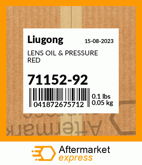 LENS OIL & PRESSURE RED 71152-92