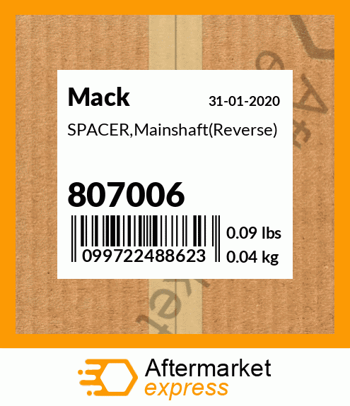 SPACER,Mainshaft(Reverse) 807006