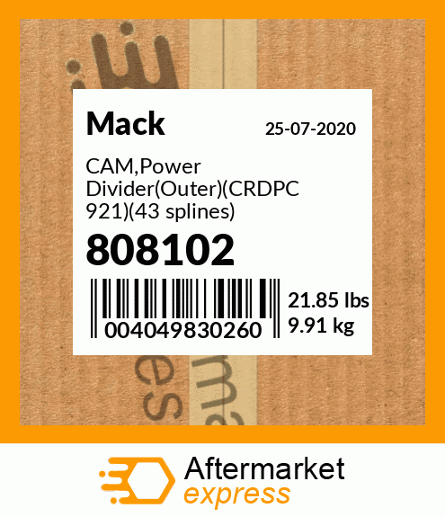 CAM,Power Divider(Outer)(CRDPC 921)(43 splines) 808102